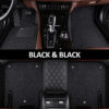 Black Leather & Black Double Layer Diamond Car Mats