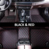 Black Leather and Red Stitching Diamond Car Mats Main