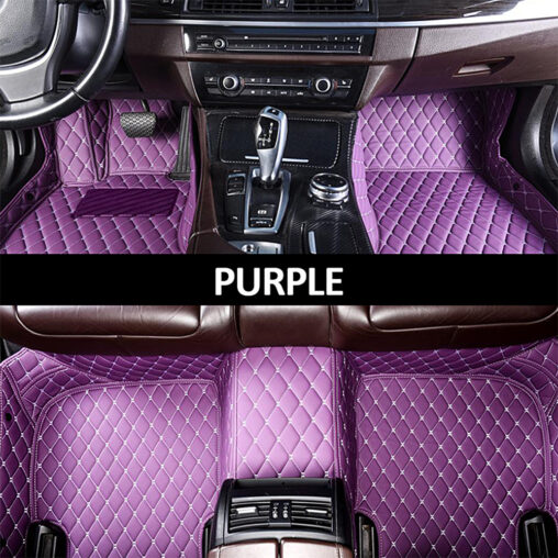 Purple Leather and White Stitching Diamond Car Mats Main