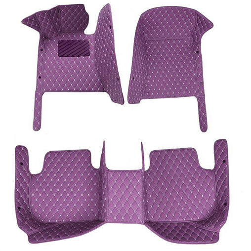 Purple Leather and White Stitching Diamond Car Mats Sets