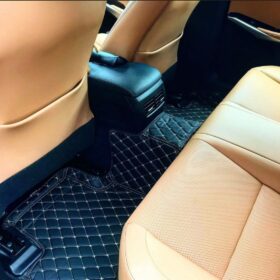 Black Leather and White Stitching Diamond Car Mats photo review